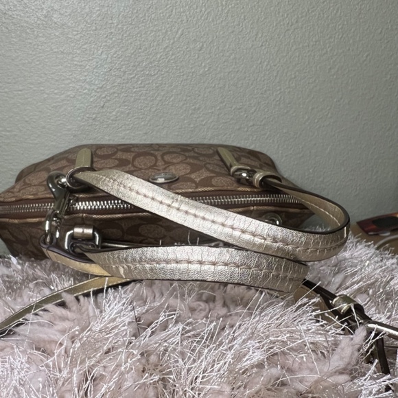 COACH Peyton in Signature Monogram Canvas & Leather Cora Domed Satchel Handbag - Picture 8 of 15